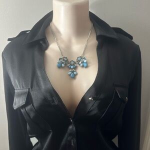 Elegant Blue Floral Necklace